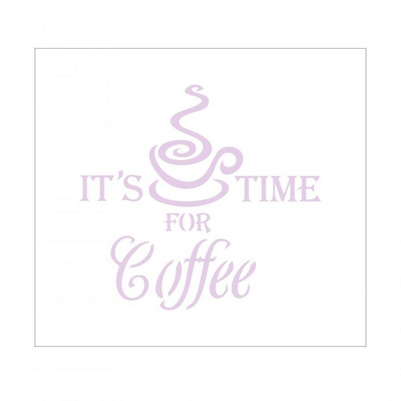 Трафарет многоразовый надпись ITS TIME FOR COFFE, размер 90*80 мм, ALt-022 в магазине Арт-Леди