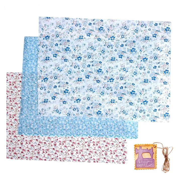Набор хлопковой ткани "Полевые цветы" (3 шт., размер 30*40 см), 1163135 в магазине Арт-Леди